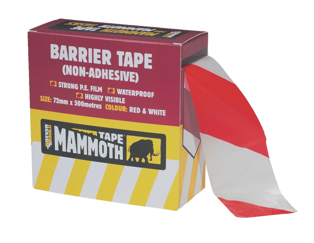 Ruban de protection Everbuild rouge / blanc 500m x 72mm