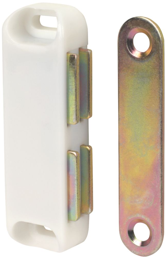 10 loqueteaux magnétiques pour placard blancs 65 x 20mm