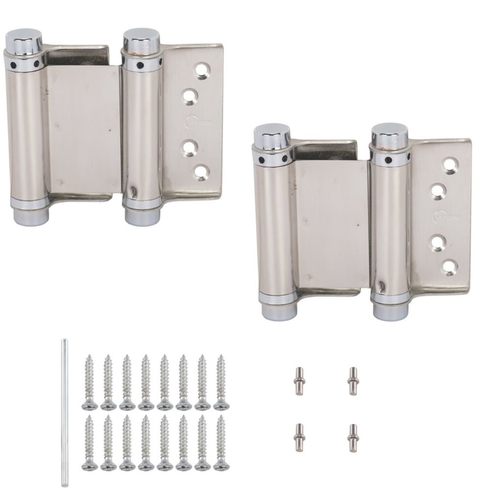 Lot de 2 charnières à ressort en acier inoxydable satiné Eclipse 78 x 38mm