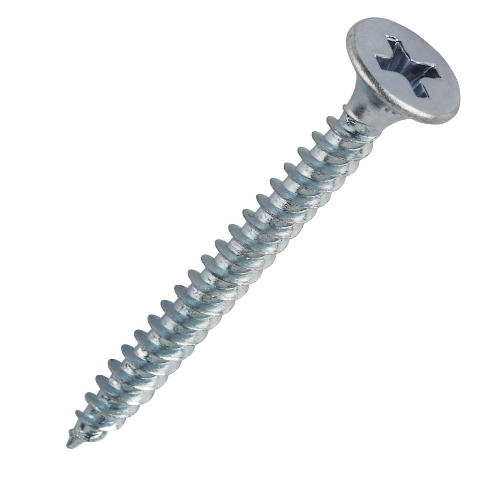 1 000 vis pour cloison sèche non assemblées zinguées brillantes Easydrive, filetage double, tête évasée, 3,5 x 38mm