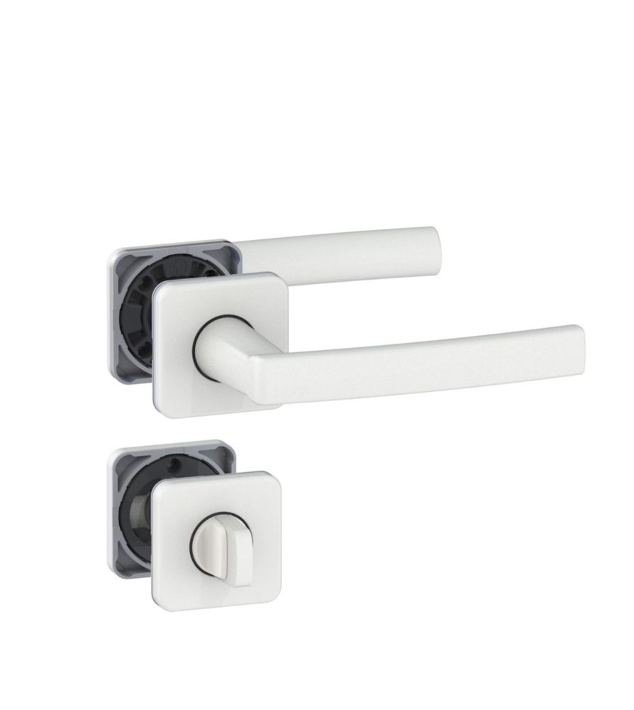 Paire de poignées de porte sur rosace à condamnation pour WC Vachette KOYA, blanc