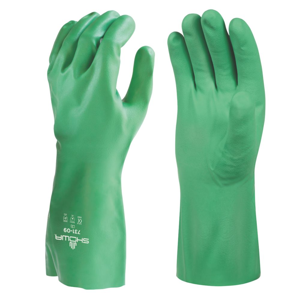 Gants de protection chimique à manches longues biodégradables Showa 731 verts taille L