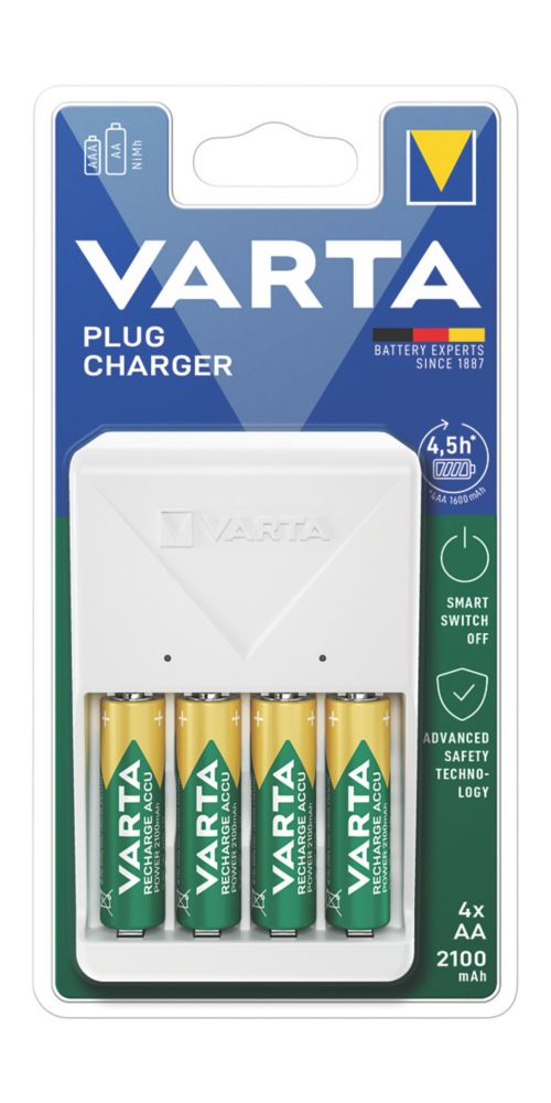 Chargeur à prise Varta AA avec 4 piles AA