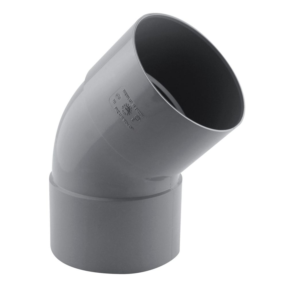 Coude PVC NF femelle à 45° 100mm à coller gris Fitt