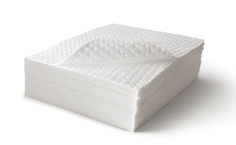 Lot de 25 tampons absorbant les déversements d'huile noirs et blancs Lubetech 400mm x 500mm
