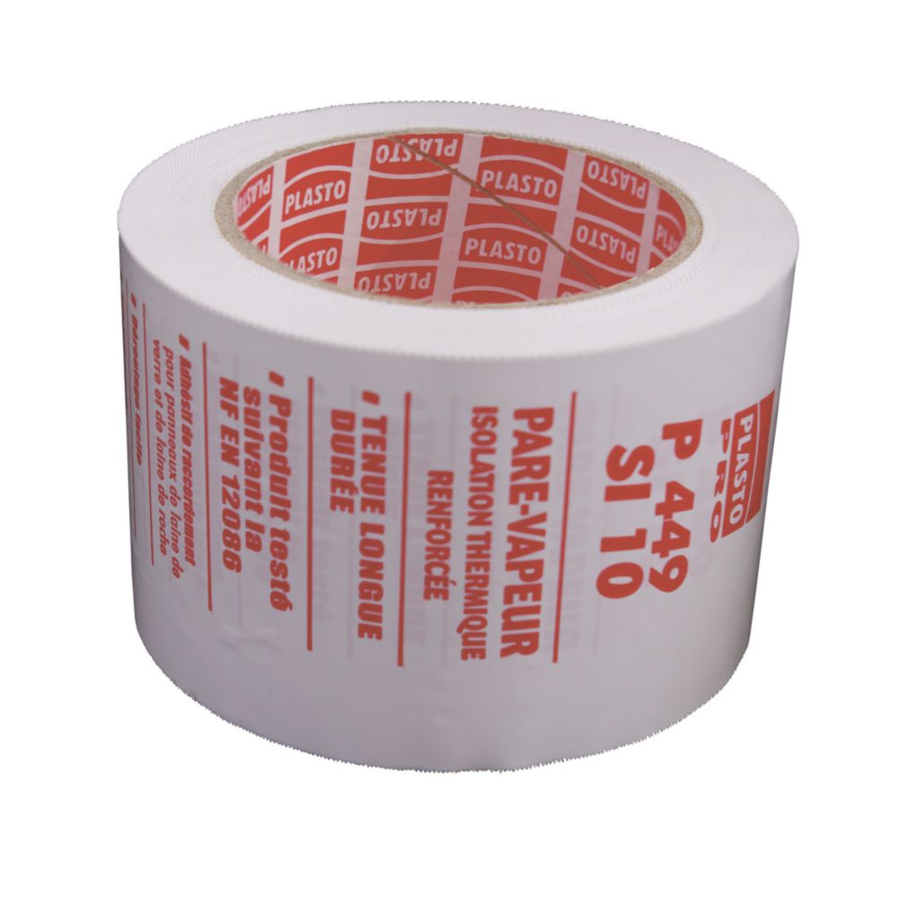 Ruban pour isolation Plasto P449Sl10 blanc 66m x 75mm