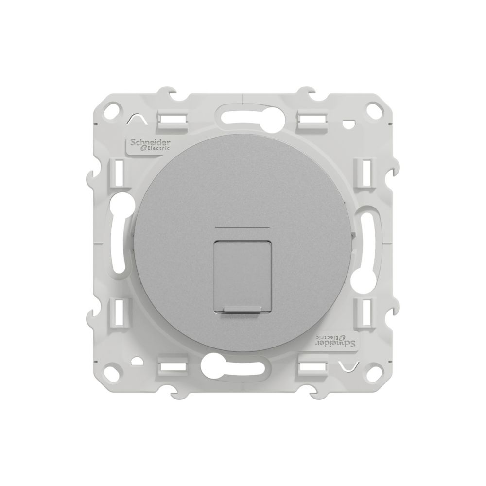 Prise RJ45 CAT6 STP 1 poste Odace Aluminium Schneider