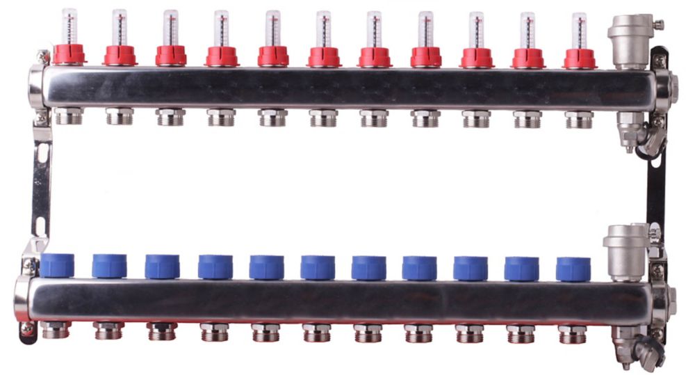 Nourrice pour plancher chauffant à 11 sorties Somatherm en inox