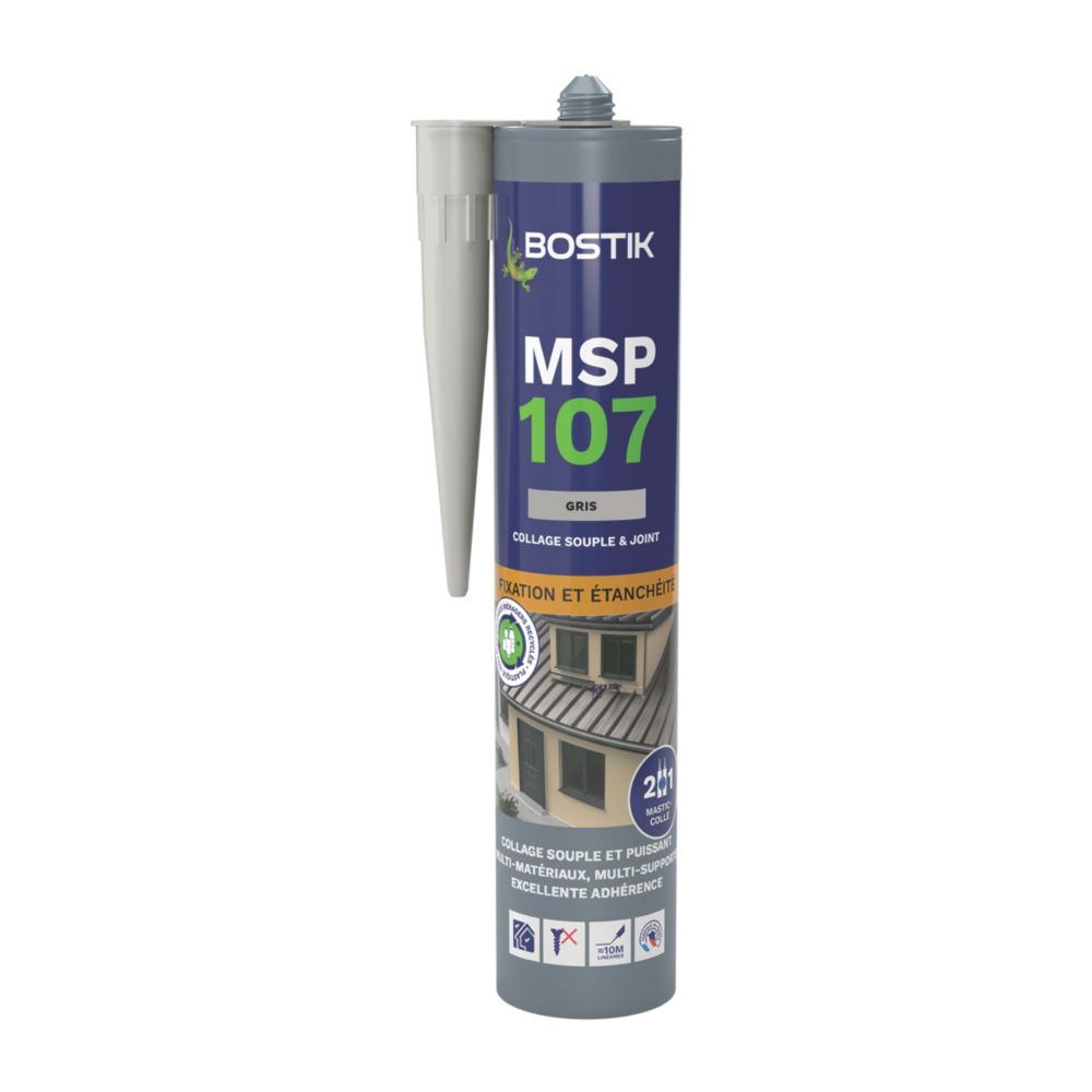 Mastic de fixation et d'étanchéité MSP 107 gris 290ml Bostik