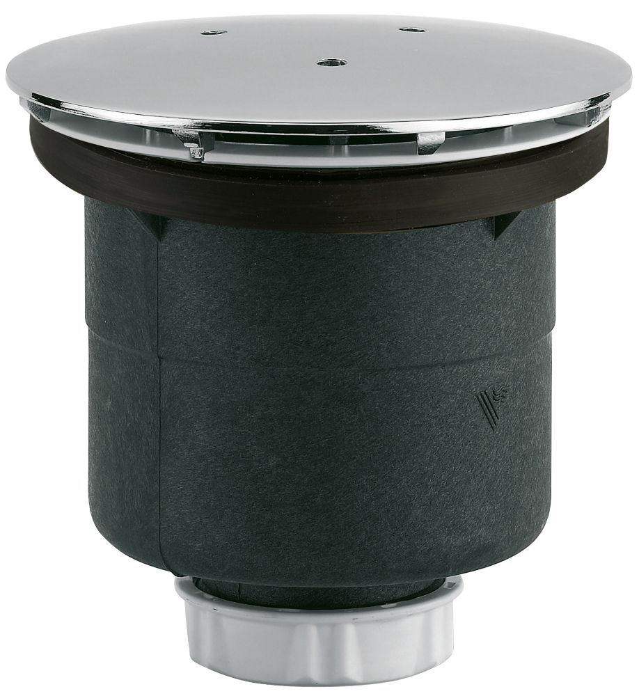 Bouchon de douche avec couvercle métallique Valentin noir/chromé 90mm