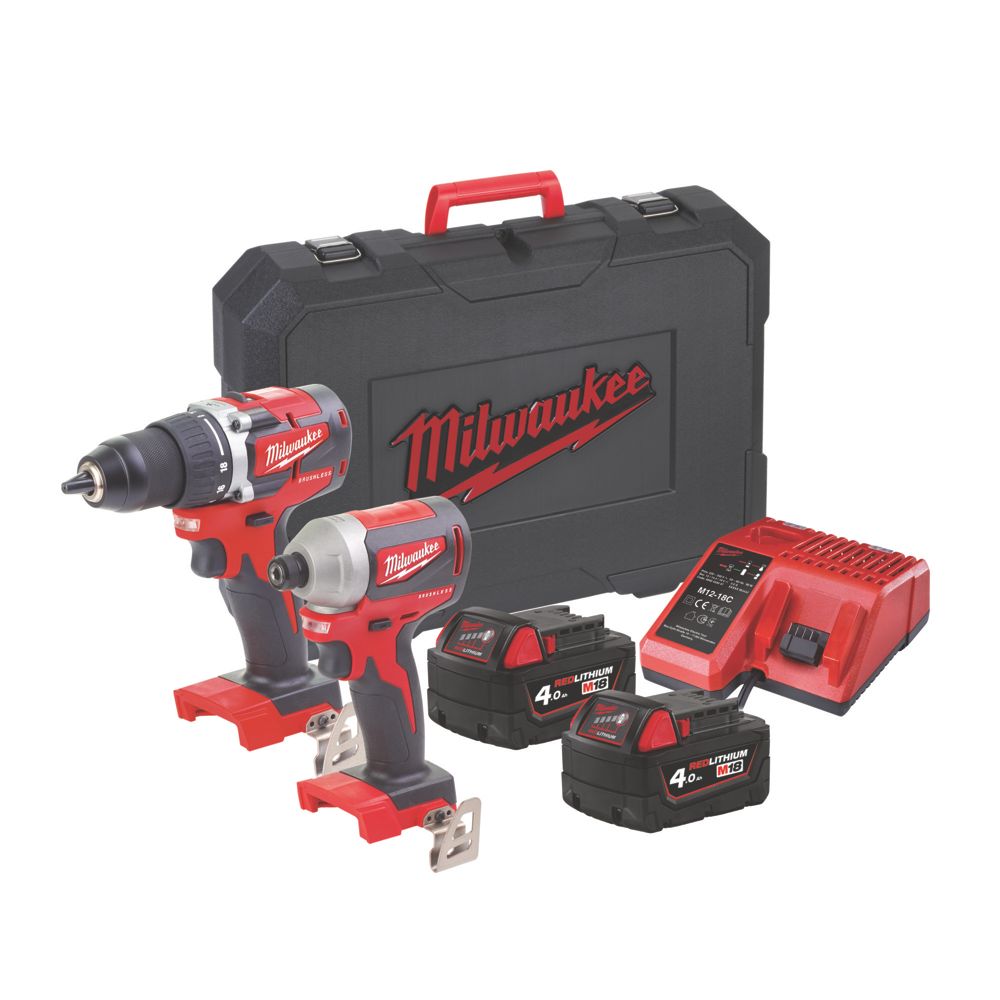 Pack de 2 outils sans fil brushless Milwaukee 18V Li-ion RedLithium 2 x 4Ah