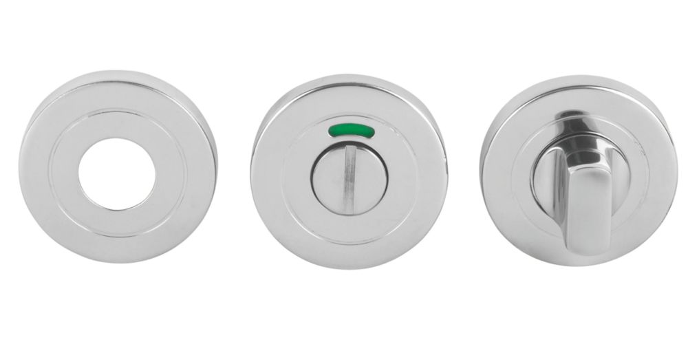 Kit de verrou à bouton à barrette pour WC standard Eurospec en acier inoxydable poli 52mm