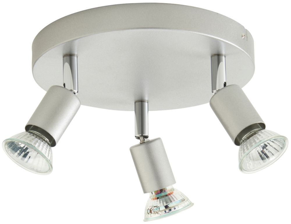 Plafonnier spot Argent GU10 Sasha Rond 3 lampes 50W