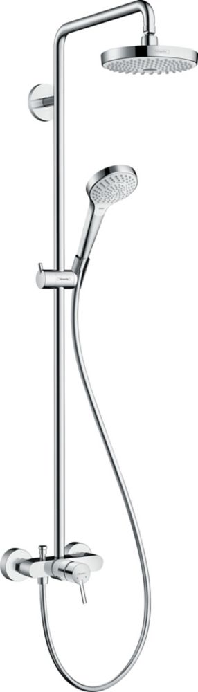 Colonne de douche avec mitigeur manuel HP/Combi Flexible exposé Hansgrohe Croma Select S blanc/chromé