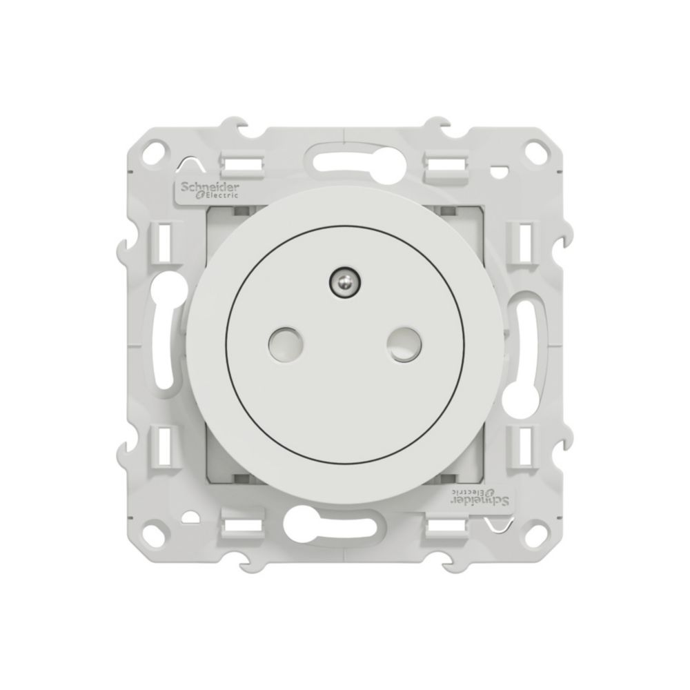 Prise terre affleurante 1 poste Odace Blanc Schneider