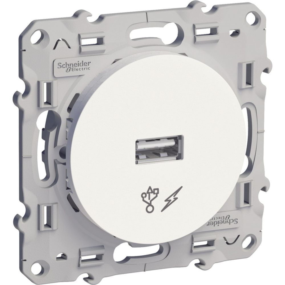 Chargeur USB A 1 poste Odace Blanc Schneider