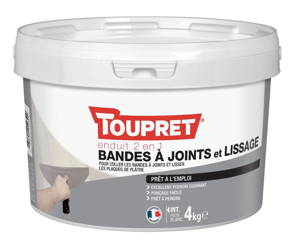 Enduit prêt à l'emploi pour plaques de plâtre Toupret 4kg