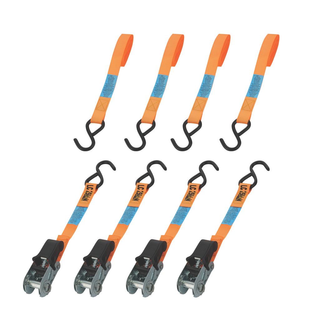 Sangles d'arrimage à cliquet Smith & Locke avec crochet en S 3m x 25mm Pack de 4