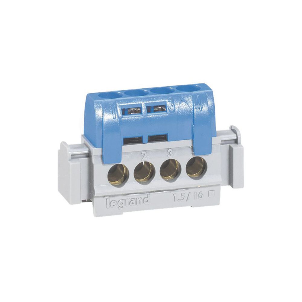 Bornier neutre à 4 bornes Legrand 76A 1+N 1 pièce
