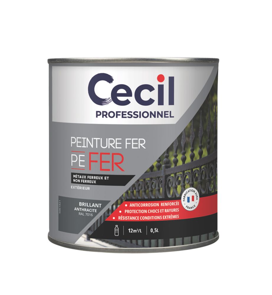 Peinture fer brillante Cecil Professionnel anthracite 0,5L