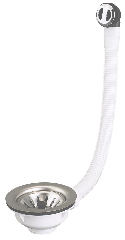 Bonde pour évier Valentin avec filtre et trop-plein en acier inoxydable 90mm