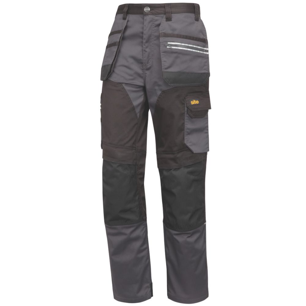 Pantalon étui extensible Site Kirksey gris / noir taille 42, longueur de jambe 81cm