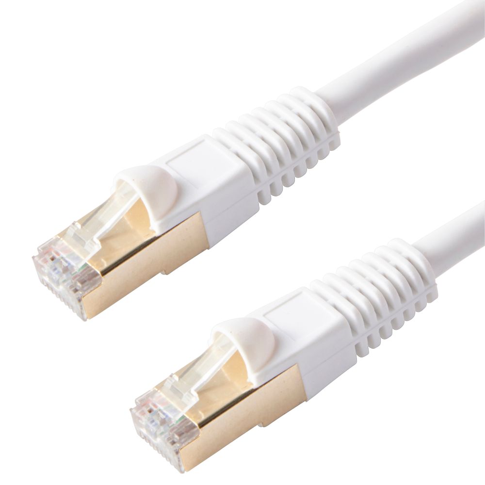 Câble ethernet RJ45 CAT6 mâle/mâle, blanc 1m