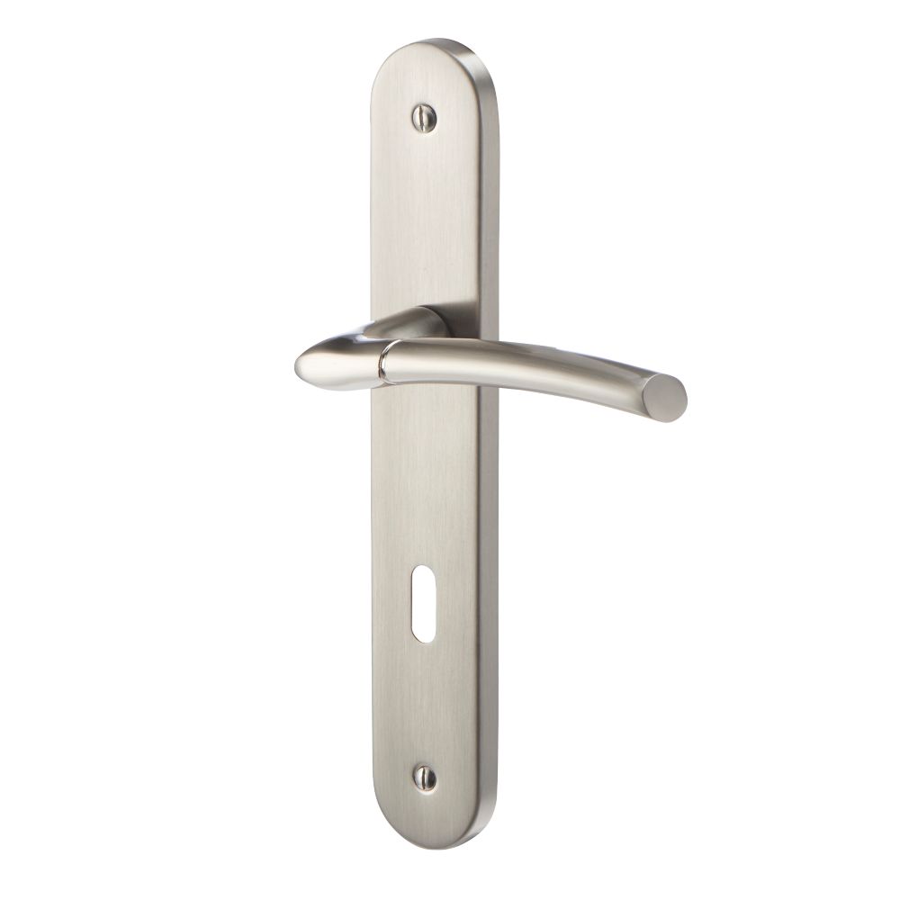 Paire de poignées de porte à levier de verrouillage Hirel, chrome mat 3