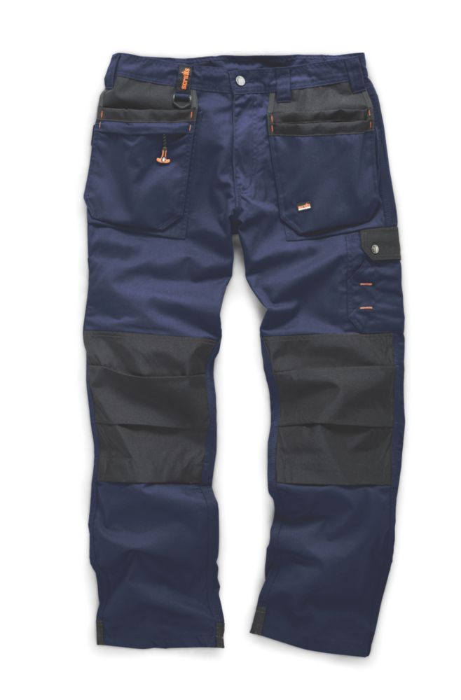 Pantalon de travail Plus Scruffs, bleu marine, taille 38, longueur 81 cm