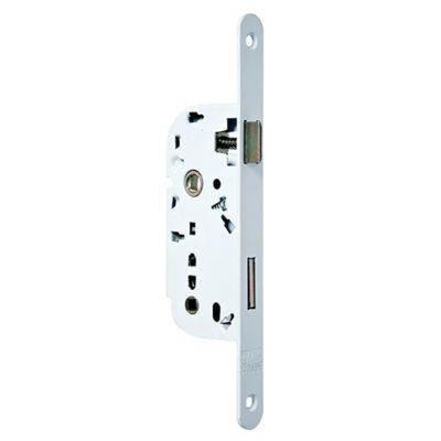 Serrure à encastrer Bricard condamnation bout rond blanc axe 40 mm