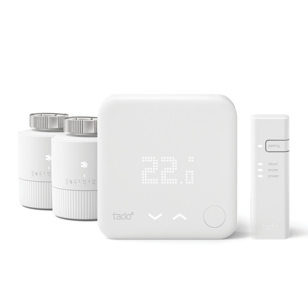 Kit de démarrage de thermostat à eau chaude et chauffage filaire Tado V3+ avec 2 têtes