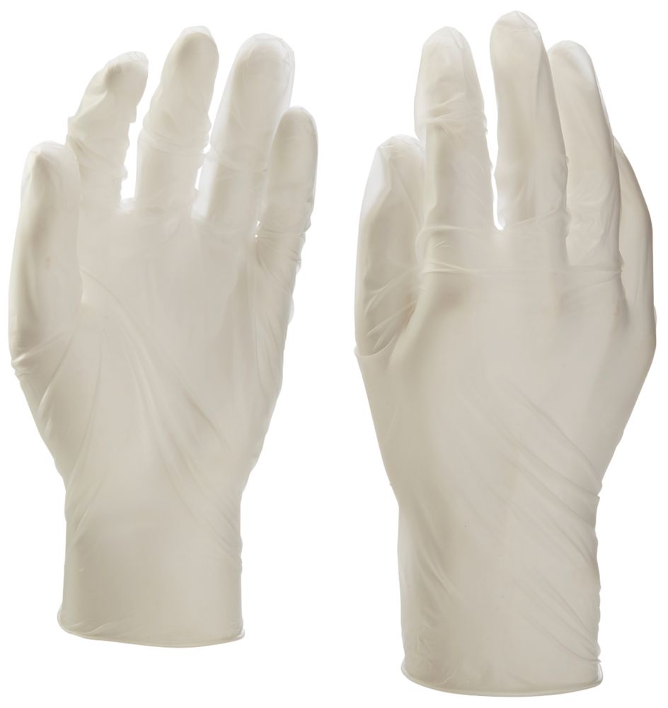 Lot de 100 gants jetables non poudrés en PVC blancs taille XL