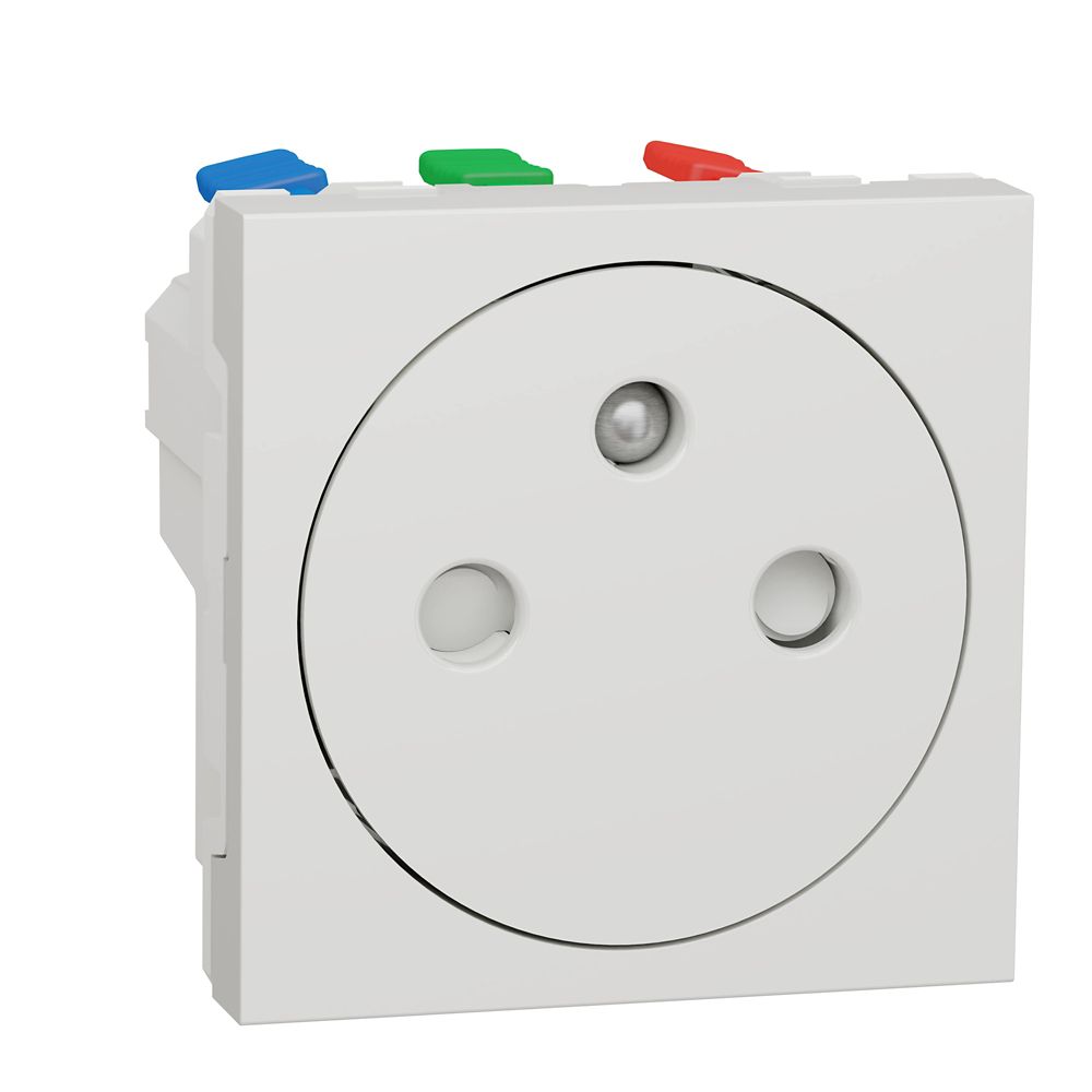 Prise terre affleurante 1 poste 2 modules Unica Blanc Schneider