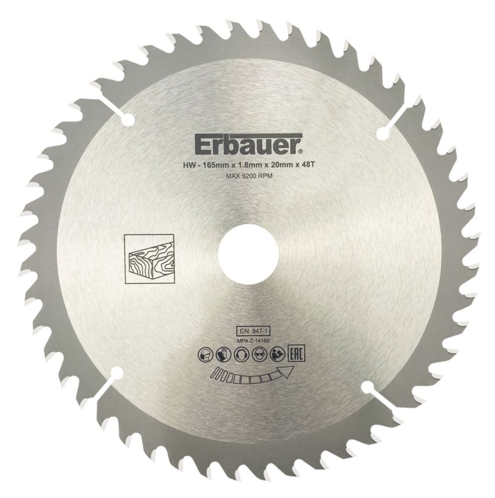Lame de scie circulaire bois coupe fine 165x20/16 mm Erbauer