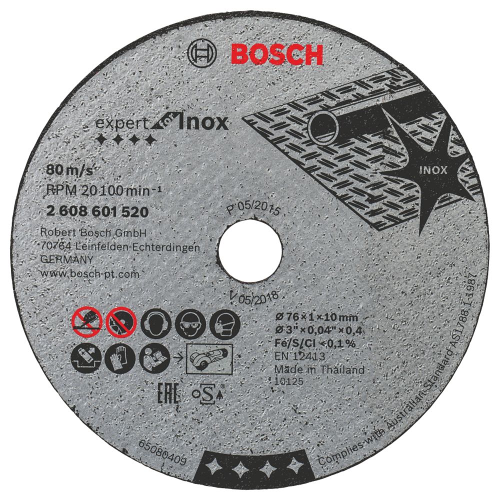Lot de 5 disques à tronçonner métal Expert 76mm x 10mm Bosch