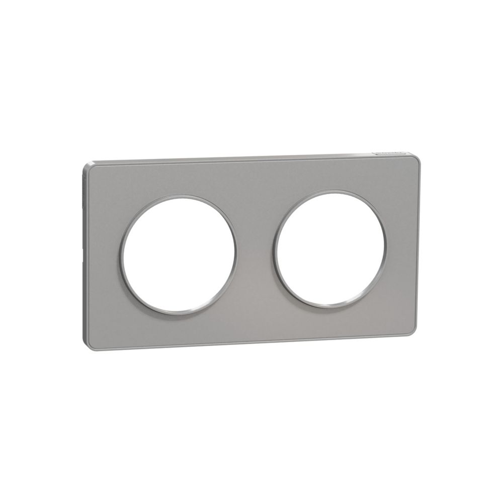 Plaque de finition 2 postes Odace Touch Aluminium Schneider