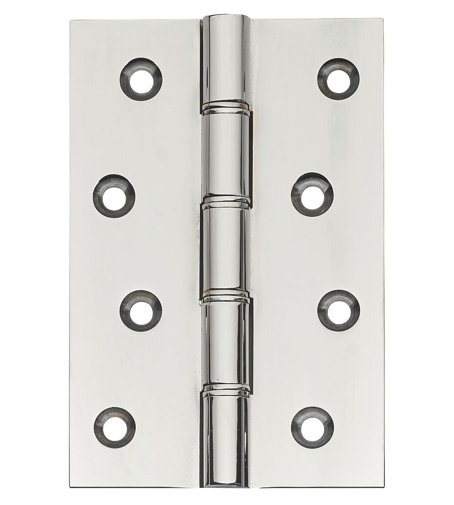 Lot de 2 charnières d'extrémité en chrome poli avec double rondelle en bronze au phosphore 101 x 67mm