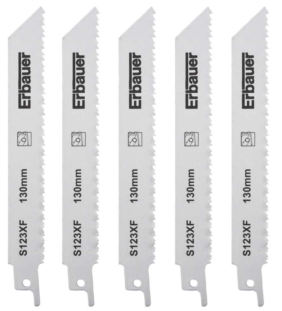 Lot de 5 lames pour scie sabre 150mm S123XF Erbauer