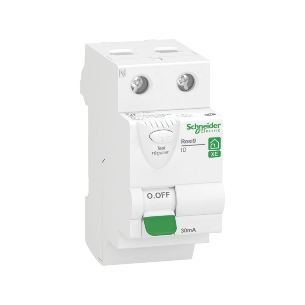 Interrupteur différentiel 25A type AC 30mA 1P+N embrochable Resi9 XE Schneider