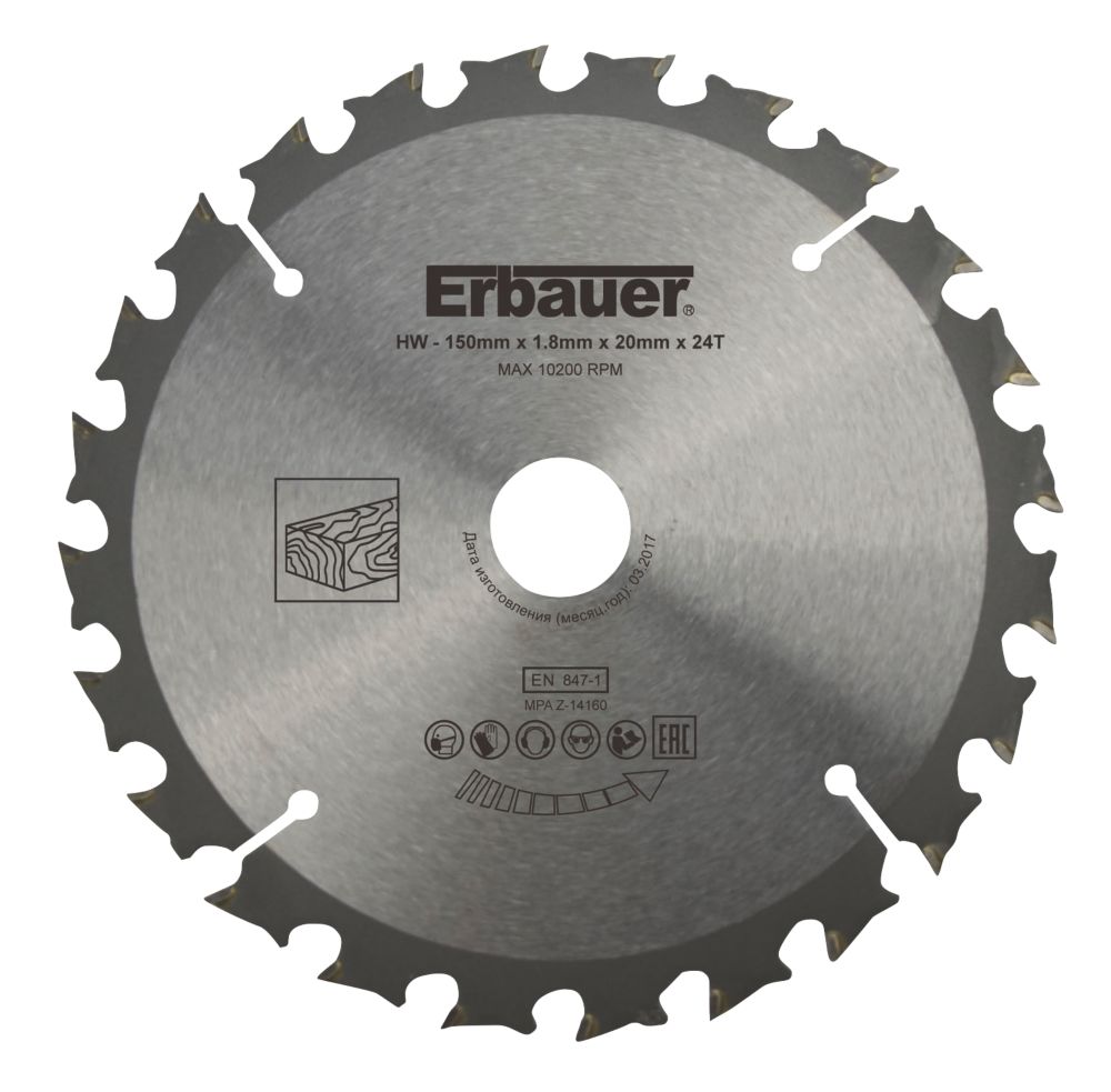 Lame de scie circulaire TCT 150 x 20mm 24 dents Erbauer