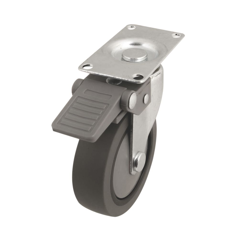 Roulette pivotante en caoutchouc thermoplastique avec frein 75mm