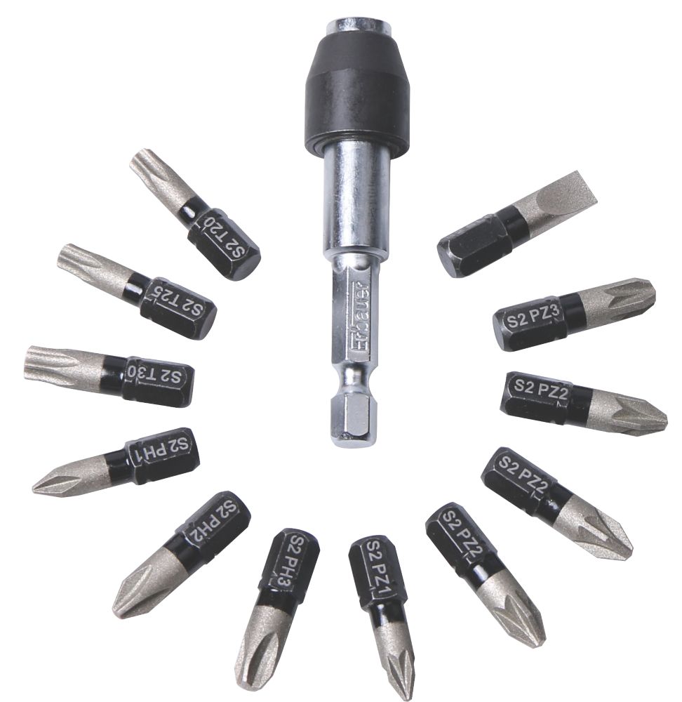 Jeu de 13 embouts de visseuse à choc diamant assortis 25mm Erbauer