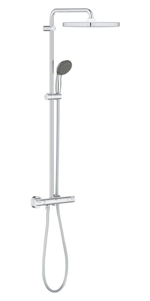 Douche avec mitigeur thermostatique exposé chrome Grohe Vitalio Start 250 Cube HP/Combi Flexible