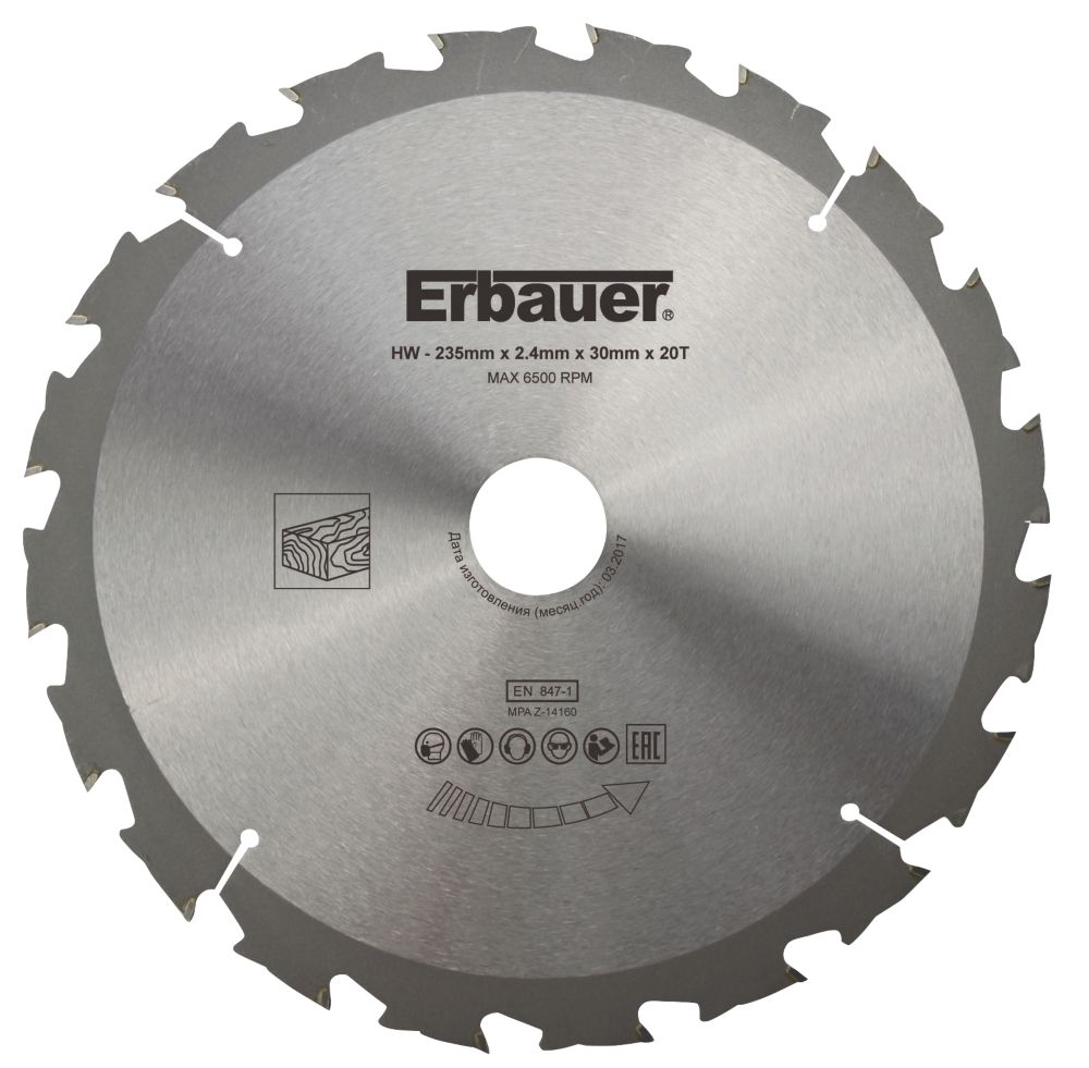 Lame de scie circulaire TCT 235 x 30mm 20 dents Erbauer