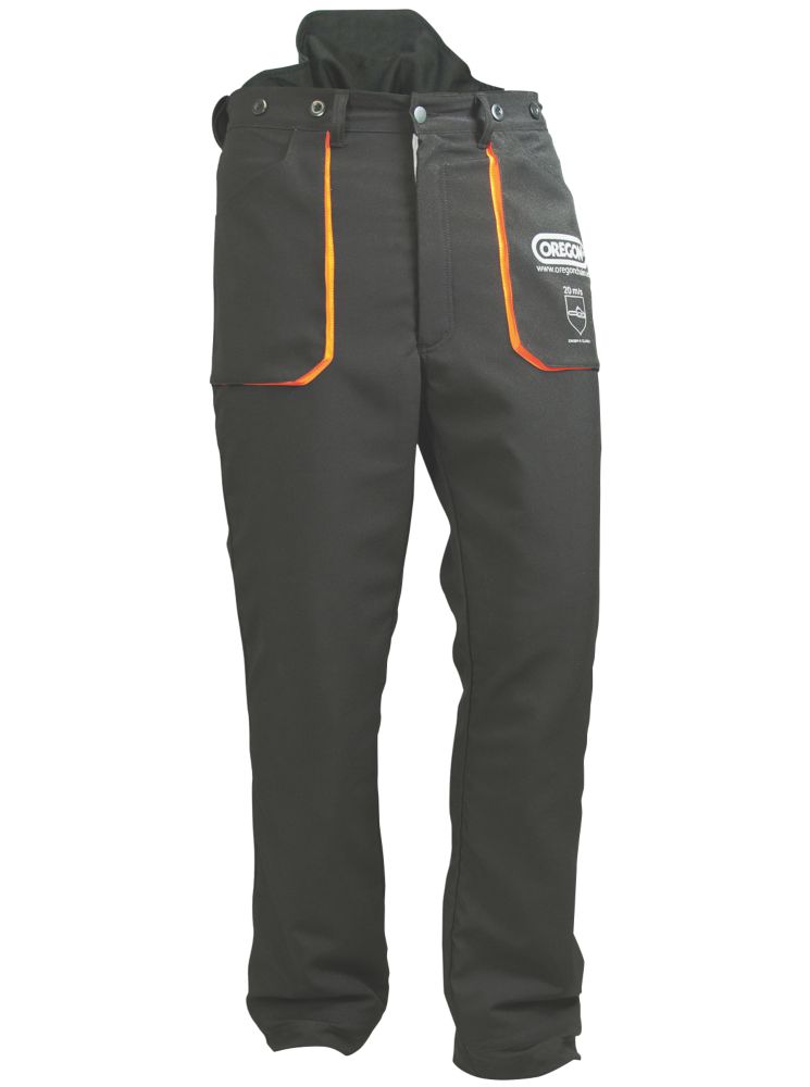 Pantalon de protection pour tronçonneuse Yukon Oregon, type A, noir/orange, taille 38-40, longueur 79 cm