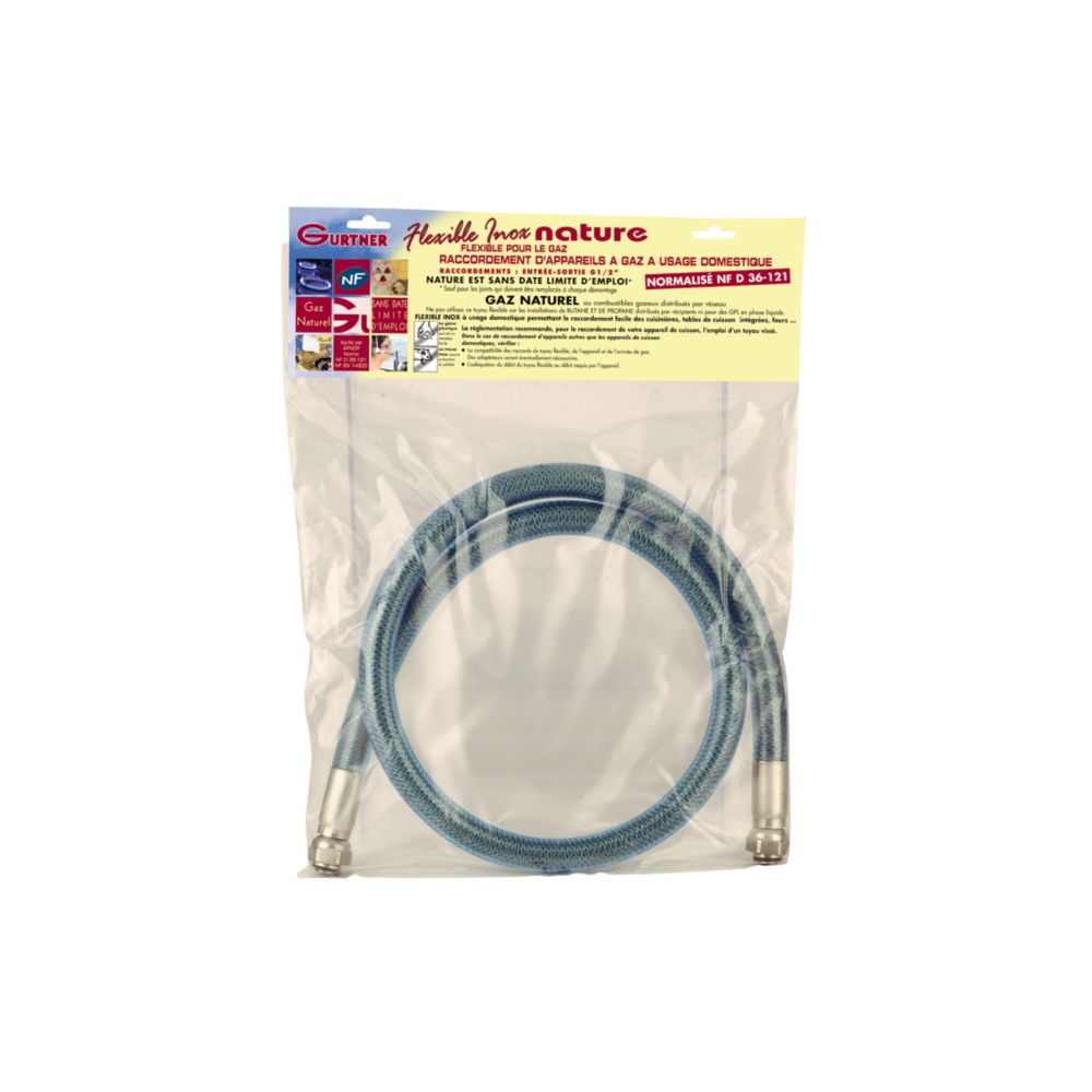 Flexible inox garantie à vie gaz naturel 1/2" x 1 500mm DN10 1 pièce Gurtner