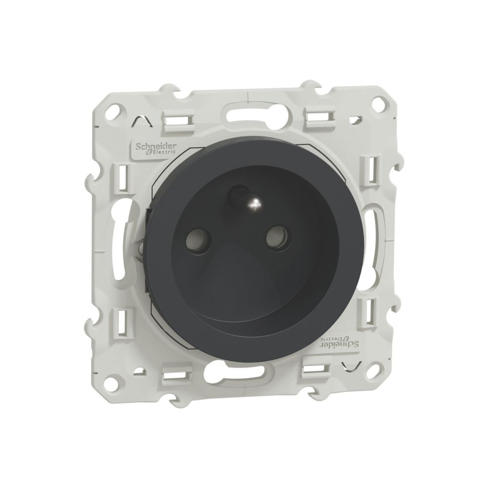 Prise terre 1 poste Odace Anthracite Schneider