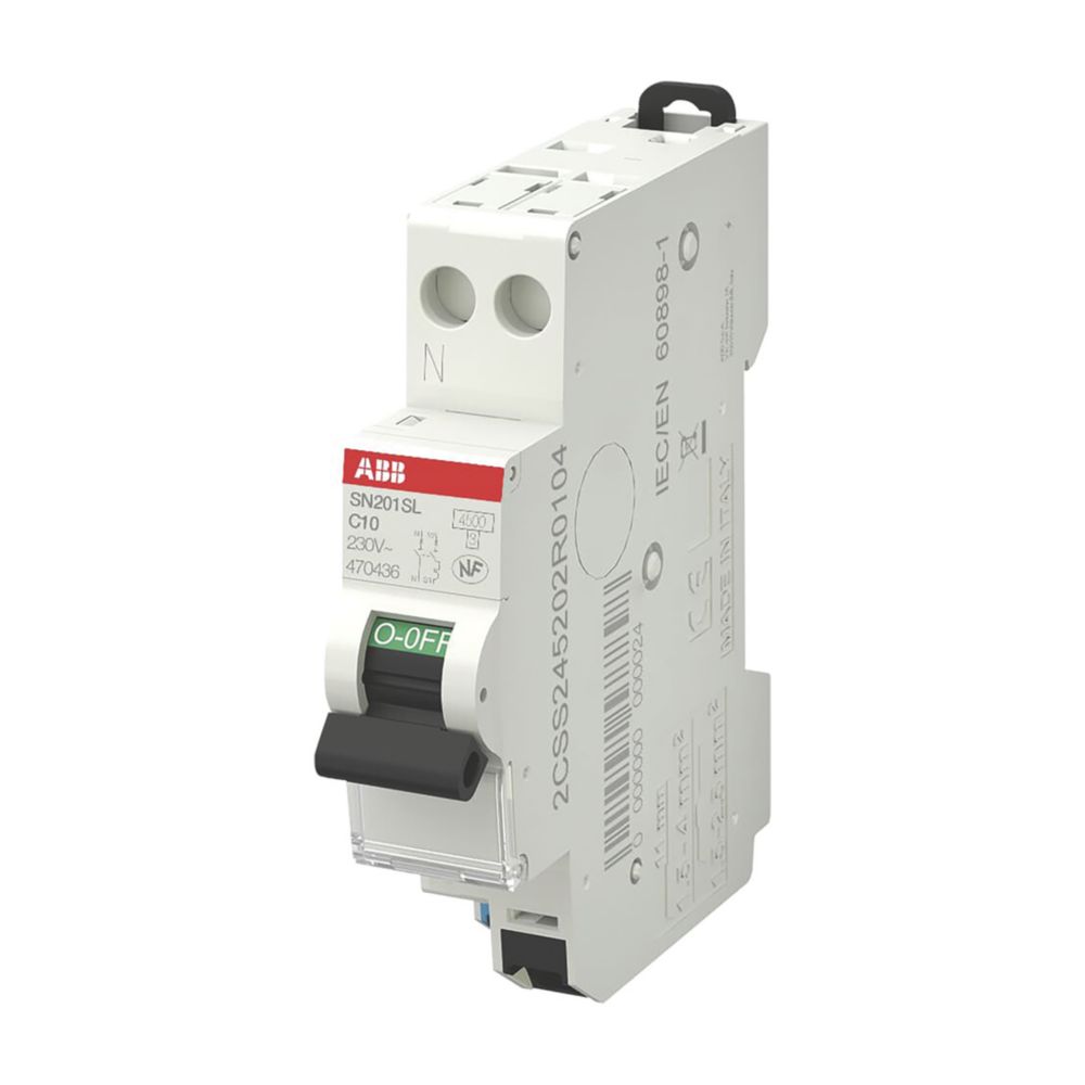 Disjoncteur 10A type C Auto 4,5kA 1P+N ABB