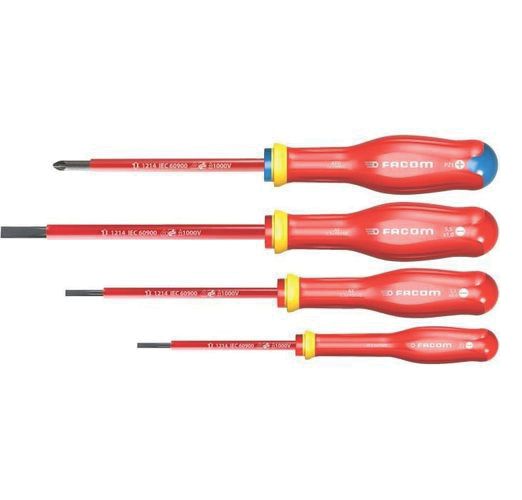 Jeu de 4 tournevis isolés VDE 1 000V mixtes Facom PROTWIST