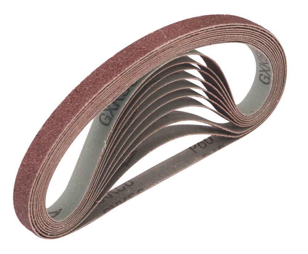 Lot de 10 bandes abrasives non perforées 457 x 13mm grain 60 Titan